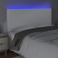 Miniatyrbillede 3 af 6: sengegavl med LED-lys 160x5x118/128 cm kunstlæder hvid