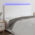 Miniatyrbillede 1 af 6: sengegavl med LED-lys 160x5x118/128 cm kunstlæder hvid