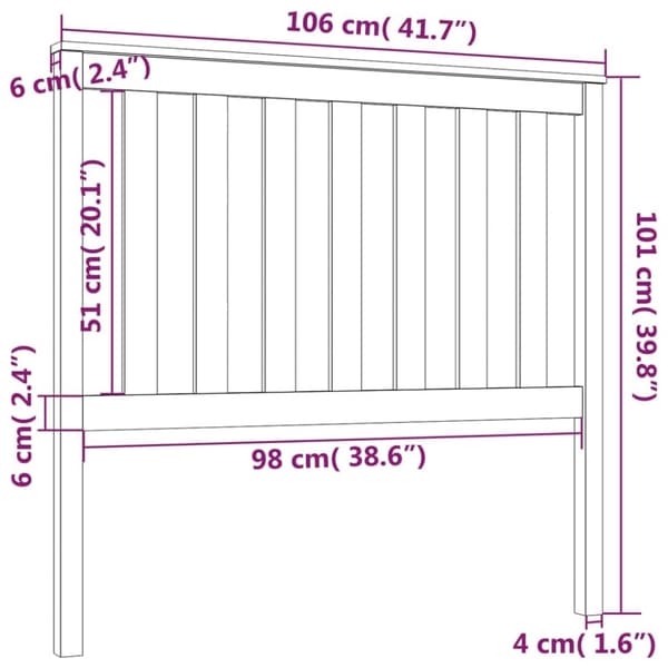 sengegærde 106x6x101 cm massivt fyrretræ hvid