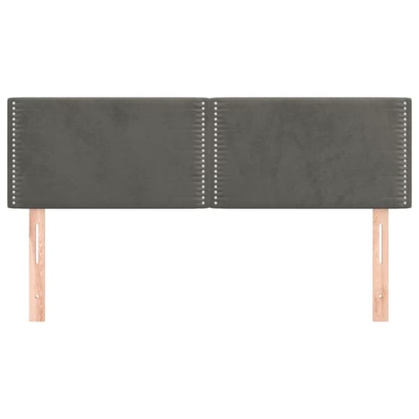 sengegavle 2 stk. 72x5x78/88 cm fløjl mørkegrå