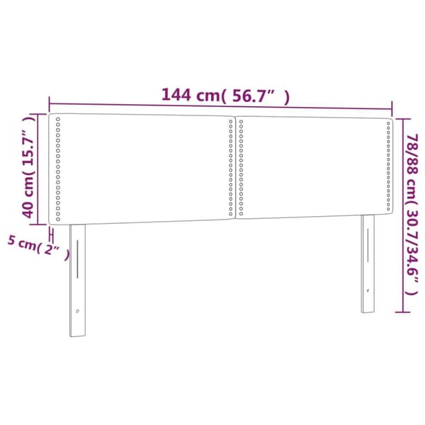 sengegavle 2 stk. 72x5x78/88 cm stof lysegrå
