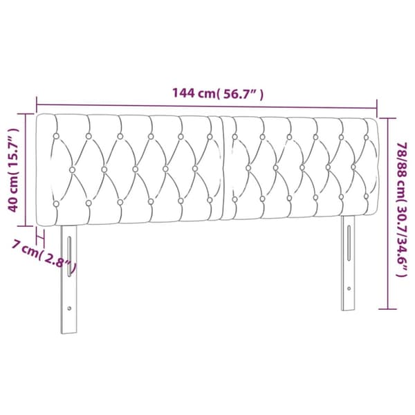 sengegavle 2 stk. 72x7x78/88 cm stof cremefarvet