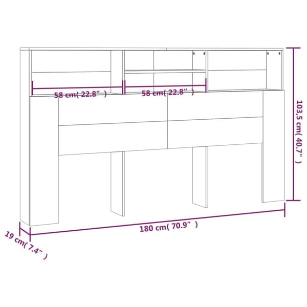 sengegavl med opbevaring 180x19x103,5 cm hvid