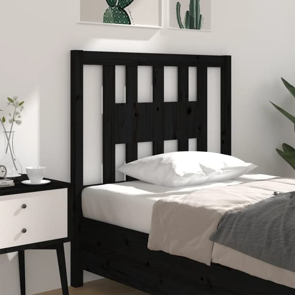 sengegærde 96x4x100 cm massivt fyrretræ sort