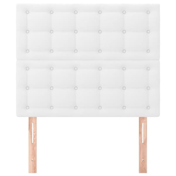 Sängyn pääty, 2 kpl, valkoinen, 90x5x78/88 cm, keinonahka