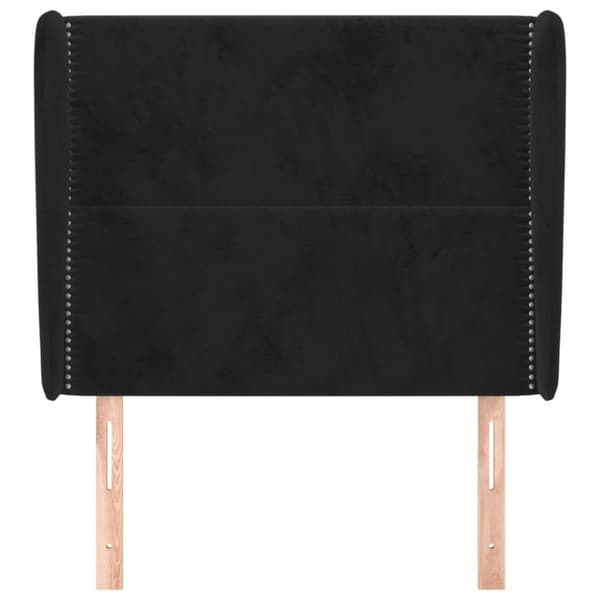 Sänggavel med kanter svart 83x23x118/128 cm sammet