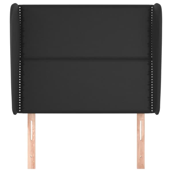 sengegavl med kanter 83x23x118/128 cm kunstlæder sort