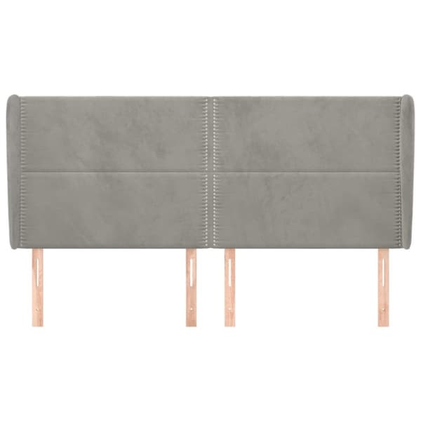 sengegavl med kanter 183x23x118/128 cm fløjl lysegrå