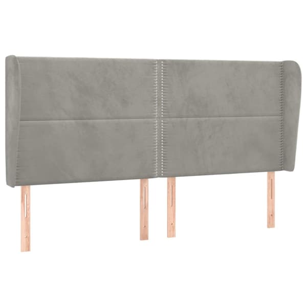 sengegavl med kanter 183x23x118/128 cm fløjl lysegrå