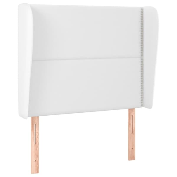 sengegavl med kanter 93x23x118/128 cm kunstlæder hvid