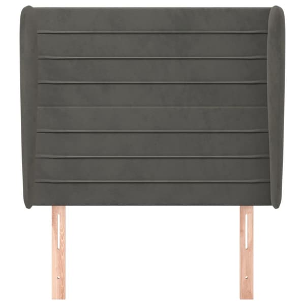 sengegavl med kanter 103x23x118/128 cm fløjl mørkegrå