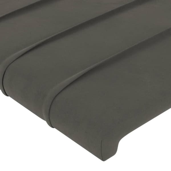 sengegavl med kanter 103x23x118/128 cm fløjl mørkegrå