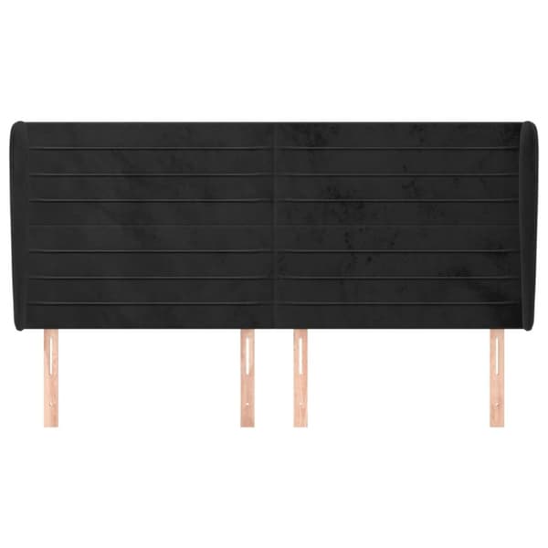 sengegavl med kanter 203x23x118/128 cm fløjl sort