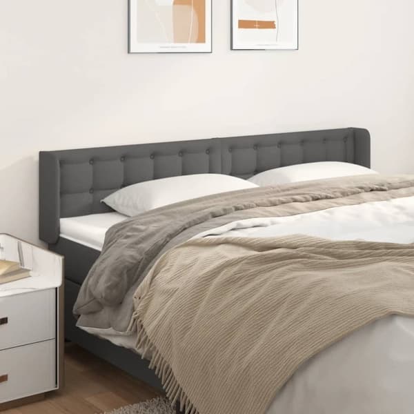 sengegavl med kanter 203x16x78/88 cm kunstlæder grå