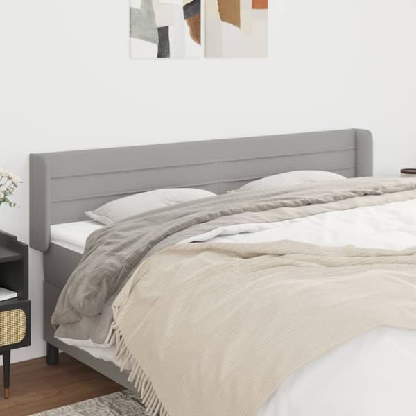 sengegavl med kanter 203x16x78/88 cm stof lysegrå