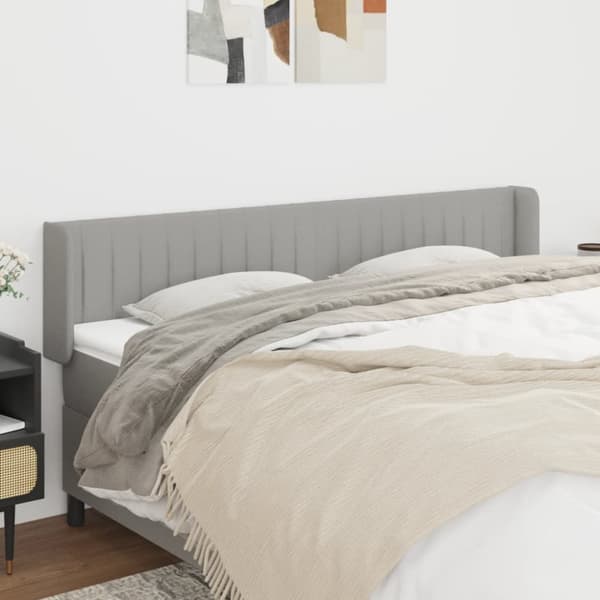 sengegavl med kanter 163x16x78/88 cm stof lysegrå