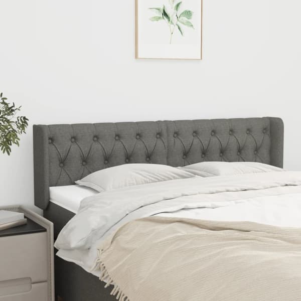 sengegavl med kanter 147x16x78/88 cm stof mørkegrå
