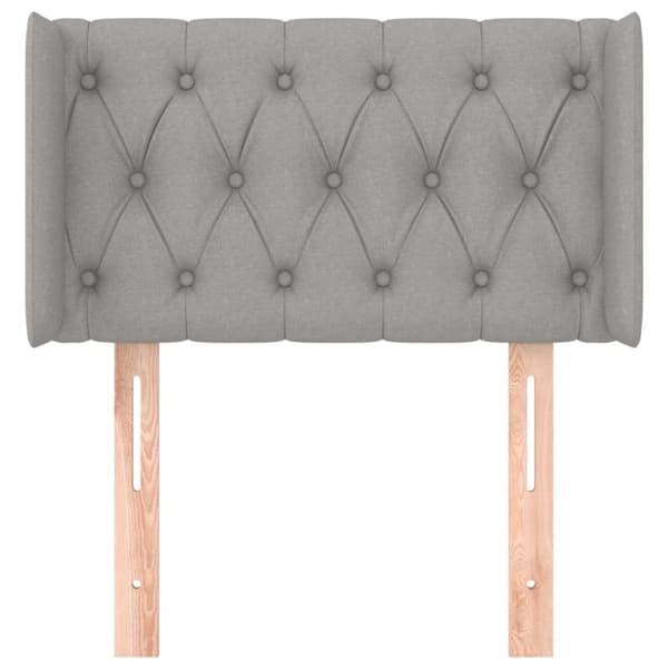 sengegavl med kanter 83x16x78/128 cm stof lysegrå