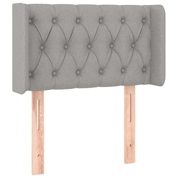 sengegavl med kanter 83x16x78/128 cm stof lysegrå