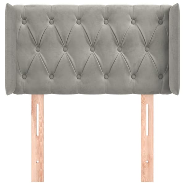 sengegavl med kanter 83x16x78/88 cm fløjl lysegrå