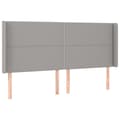 Miniatyrbillede 2 af 9: sengegavl med kanter 163x16x118/128 cm stof lysegrå