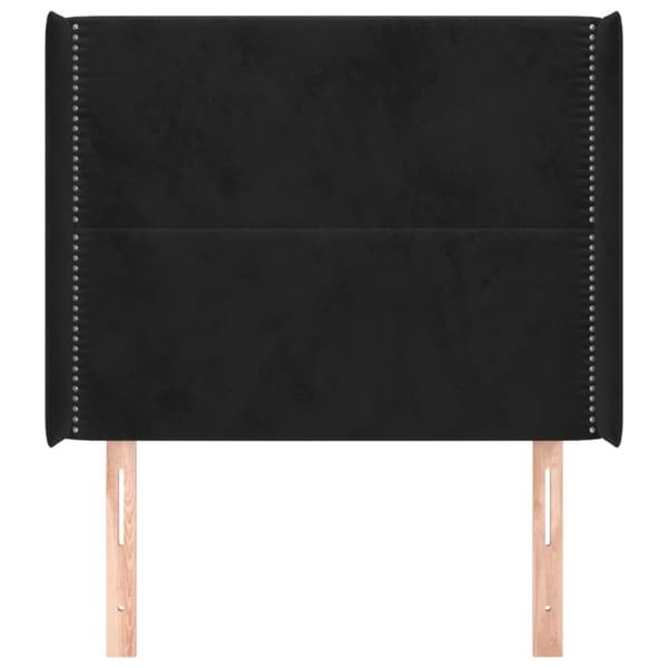 sengegavl med kanter 103x16x118/128 cm fløjl sort