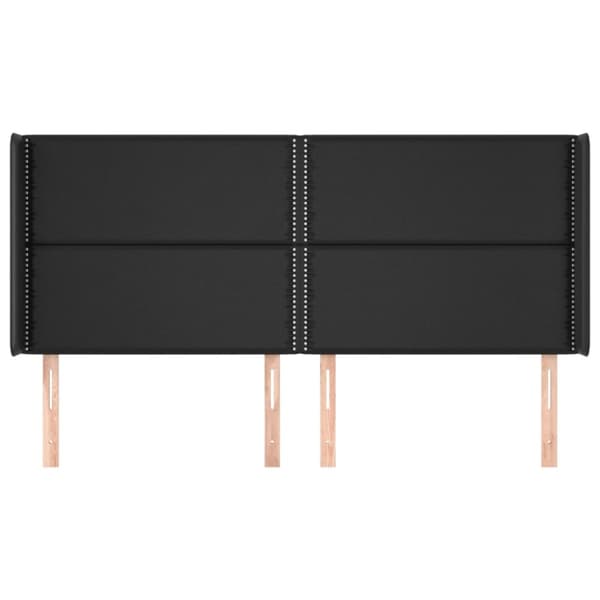 sengegavl med kanter 203x16x118/128 cm kunstlæder sort