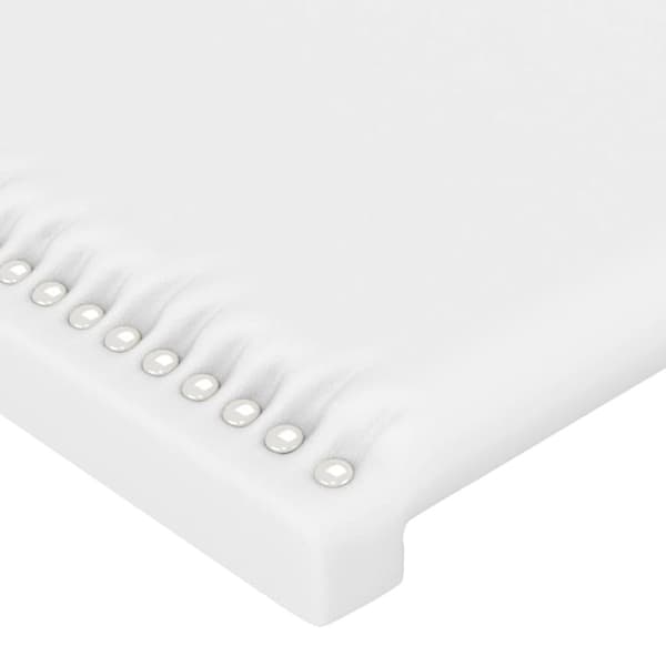 sengegavl med kanter 183x16x118/128 cm kunstlæder hvid
