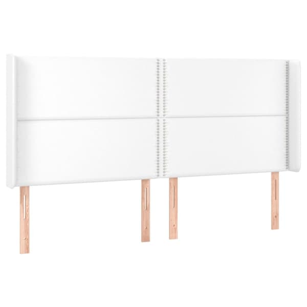 sengegavl med kanter 183x16x118/128 cm kunstlæder hvid