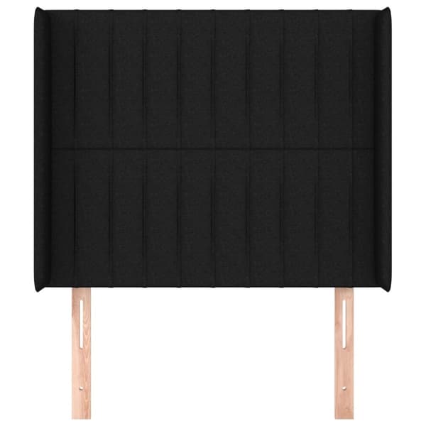 sengegavl med kanter 103x16x118/128 cm stof sort