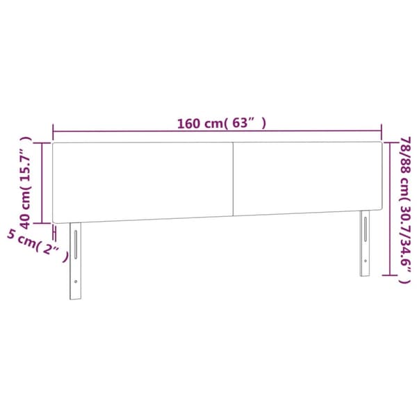 sengegavl med LED-lys 160x5x78/88 cm stof mørkegrå