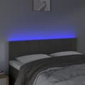 Miniatyrbillede 3 af 6: sengegavl med LED-lys 144x5x78/88 cm fløjl mørkegrå