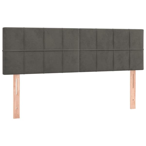 sengegavl med LED-lys 144x5x78/88 cm fløjl mørkegrå