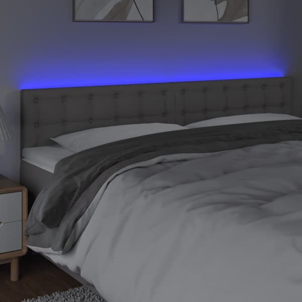 sengegavl med LED-lys 200x5x78/88 cm kunstlæder grå