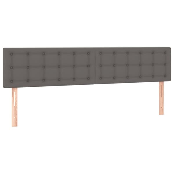 sengegavl med LED-lys 200x5x78/88 cm kunstlæder grå