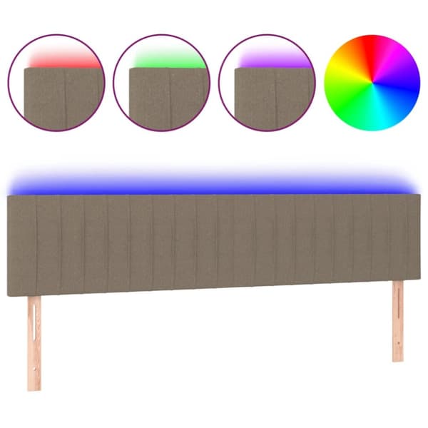 Sängyn pääty LED-valolla, taupe, 200x5x78/88 cm, kangas