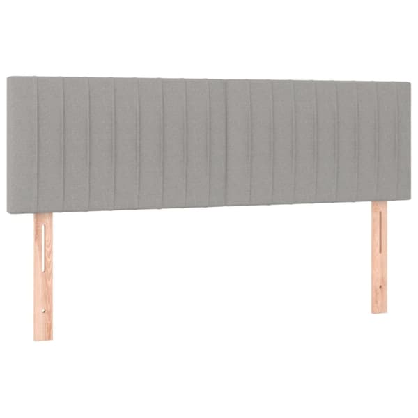 Sängyn pääty LED-valolla, vaaleanharmaa, 144x5x78/88 cm, kangas