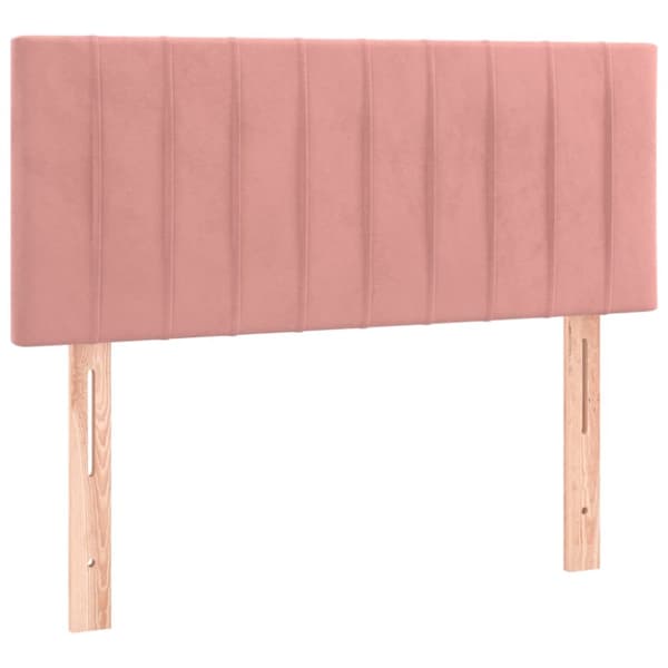 sengegavl med LED-lys 100x5x78/88 cm fløjl lyserød