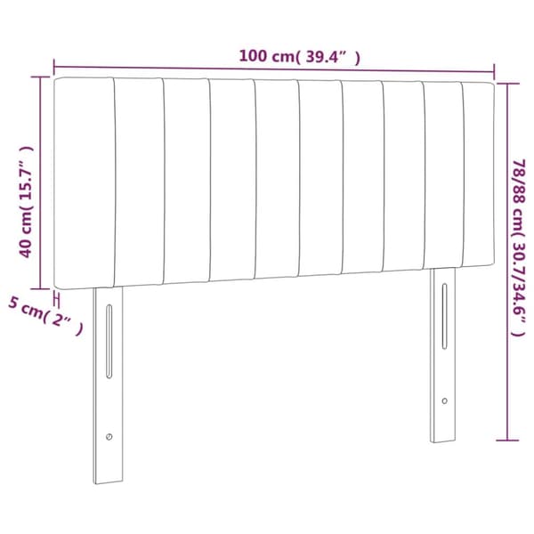 sengegavl med LED-lys 100x5x78/88 cm fløjl lyserød