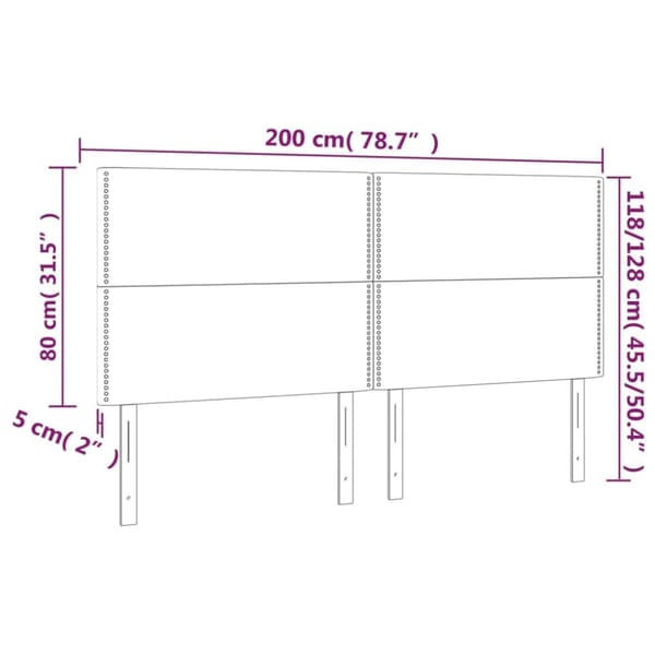 sengegavl med LED-lys 200x5x118/128 cm fløjl sort