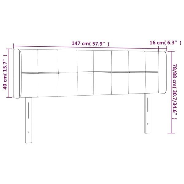 sengegavl med LED-lys 147x16x78/88 cm fløjl mørkegrå