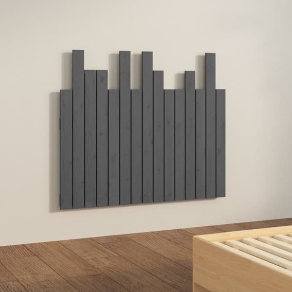 sengegavl 95,5x3x80 cm massivt fyrretræ grå