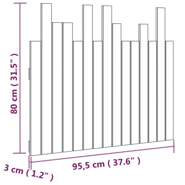 sengegavl 95,5x3x80 cm massivt fyrretræ grå