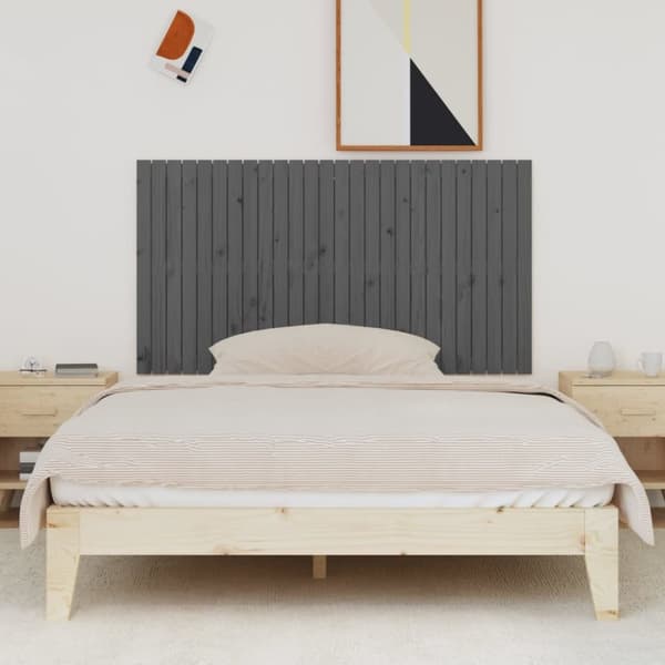 sengegavl 166x3x90 cm massivt fyrretræ grå