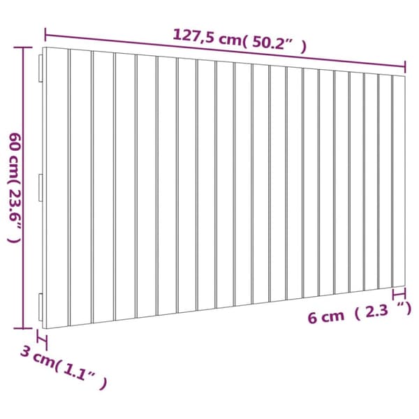 sengegavl 127,5x3x60 cm massivt fyrretræ gyldenbrun