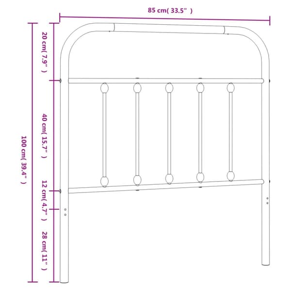 sengegavl 80 cm metal sort