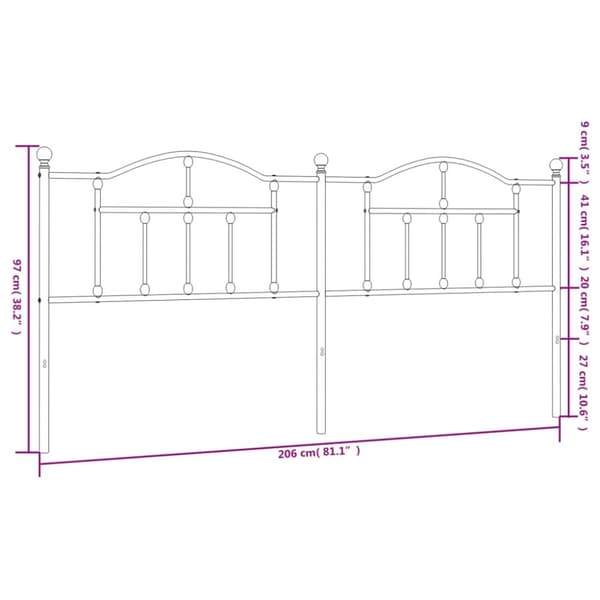 sengegavl 200 cm metal hvid