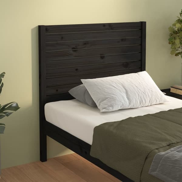 sengegærde 81x4x100 cm massivt fyrretræ sort