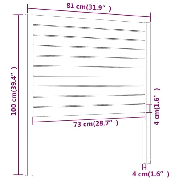 sengegærde 81x4x100 cm massivt fyrretræ sort