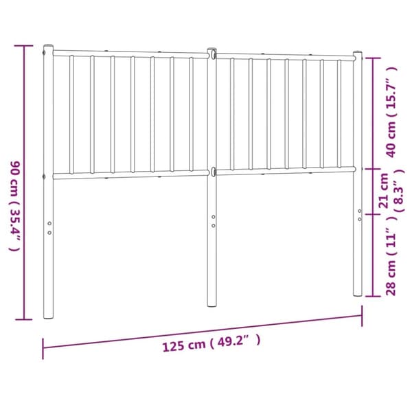 sengegavl 120 cm metal sort
